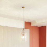 Lindby lampada a sospensione Drakar, a 1 luce, ambra, vetro, Ø 19,5 cm