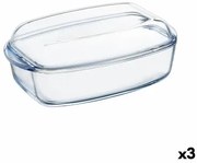 Teglia da Cucina Pyrex Classic Con coperchio 4,5 L 38 x 22 x 11 cm Trasparente Vetro (3 Unità)