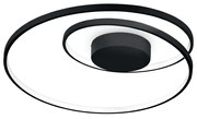 Plafoniera Moderna On-Off Oz Metallo Nero Led 48W 3000K Luce Calda