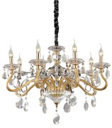 Lampadario Classico Negresco Metallo-Cristallo Oro 8 Luci E14