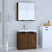 Set mobili da bagno 2 pz rovere marrone in legno multistrato