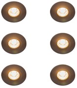 Set di 6 faretti da incasso moderni neri rotondi IP44 - Xena