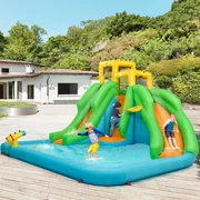 Casa gonfiabile con compressore 300 W, Castello gonfiabile con scivolo per  bambini 194x283x169cm - Costway