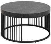 Tavolino rotondo nero con piano effetto marmo ø 65 cm Strington - Actona