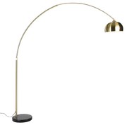 Lampada da terra in ottone con base in marmo nero e paralume in ottone - XXL