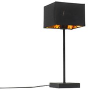 Lampada da tavolo moderna con paralume in tessuto nero con oro - VT 1