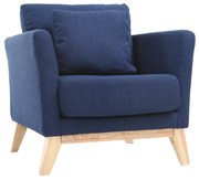 Poltrona scandinava blu scuro piedi in legno chiaro OSLO