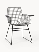 Sedia da pranzo con braccioli in metallo Wire