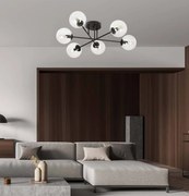 Lampadario da soffitto Brendi 6B Nero con sfere trasparenti E14