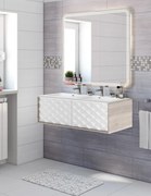 Mobile sottolavabo e lavabo Neo per doppia vasca rovere grigio/bianco L 120 x H 32 x P 48 cm 2 cassetti