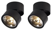 Set di 2 faretti moderni neri rotondi orientabili - Go Nine