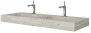 Lavabo Sospeso Con Foro Doppia Vasca 120x46 Cm Savini Due "Idea" Rovere Ghiaccio