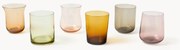 Set 6 bicchieri in vetro soffiato in diverse forme e colori Diseguale
