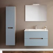 Mobile bagno sospeso 80 rovere fumo e blu pastello con lavabo e specchio Iris