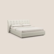 Clizia letto imbottito di design con vano contenitore in ecopelle impermeabile T04 bianco
