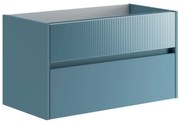 Mobile da bagno sotto lavabo Niwa blu pacifico laccato opaco L 89.5 x H 50 x P 45.5 cm 2 cassetti, lavabo non incluso