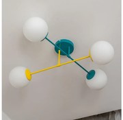 Plafoniera MOON 4xE27/15W/230V turchese/giallo