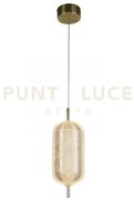 Lampada a sospensione a led capsule, metallo ottone satinato e para...