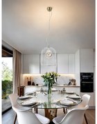 Lampadario Neoclassico Candice ottone paralume bianco E27 Ø30cm NOVECENTO