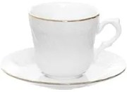 Tazza tè con piattino bianca filo oro