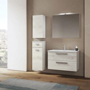 Mobile Bagno Sospeso 80 Cm Due Cassetti Specchio Con Lampada Led 81x70 Cm Savini "Angela 1"