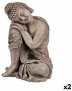 Statua Decorativa da Giardino Buddha Poliresina 23 x 34 x 28 cm (2 Unità)