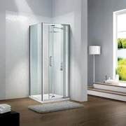 Porta doccia battente Slimline L 80 x H 195cm, Sp. 6 mm in vetro profilo cromo