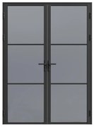 Blocco porta reversibile a due battenti 2 x H204 x L93 cm in Alluminio e Vetro fumé Nero - MASERU