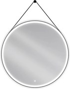 Mexen Reni specchio da bagno retroilluminato, rotondo 100 cm, LED 6000K, antiappannamento, cornice nera - 9812-100-100-611-70