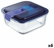 Porta pranzo Ermetico Luminarc Easy Box Azzurro Vetro (6 Unità) (1,22 L)