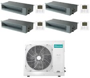 Hisense - Climatizzatore Condizionatore Canalizzabile R32 Quadri Split Inverter 9000 + 9000 + 9000 + 9000 btu con u.e. 5AMW105U4RQC Classe a++/a+