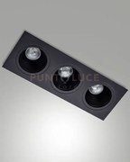 Leon cornice di faretti incasso 3 luci nera attacco gu10 35,5x12,8cm