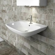 Lavabo bagno sospeso 65 cm in ceramica bianco lucido Rak Origin