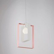 Sospensione Moderna Duplo 1 Luce Ferro Laccato Bianco E Rosa