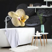 Carta da parati – Pietre Zen con orchidea gialla