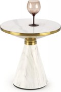 Tavolino da caffè Talbi effetto marmo bianco/bianco/oro - ø50/h52 cm