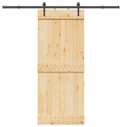 Porta Scorrevole Con Set Hardware 85x210 Cm Legno Massello Pino /