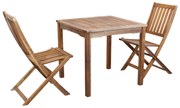 AARON - set tavolo in alluminio e teak cm 80 x 80 x 74 h con 2 sedie Dresda