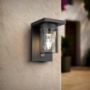 Applique Nera IP54 con Base E27 e Sensore di Movimento - Serie RIGA