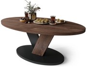 LOVA Rovere Marrone/Nero – TAVOLINO OVALE 110x60 cm TAVOLINO DA CAFFÈ MODERNO