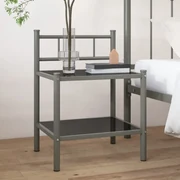 Comodino Grigio E Nero 45x34,5x60,5 Cm İn Metallo E Vetro /