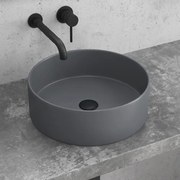 Lavabo da appoggio rotondo in ceramica grigio opaco 35cm | Litos - KAMALU