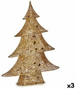 Statua Decorativa Albero di Natale Metallo Dorato 12 x 59,5 x 48,5 cm (3 Unità)