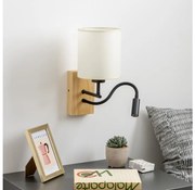 Brilagi -LED Lampada flessibile da muro NUBILA WOOD 1xE27/25W/230V + LED/3W quercia/nero/color crema