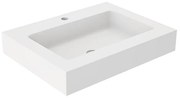 Lavabo integrale da appendere bacino al centro rettangolare SOLID L 61 x H 14 x P 46 cm in solid surface bianco