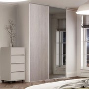 Kit anta scorrevole con binario OPTIMUM 2 ante rovere grigio e specchio argento L 180 x H 270 cm