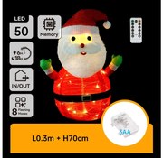 Aigostar - Decorazione natalizia da esterno a LED 50xLED/3xAA 0,7m IP44 Babbo Natale