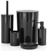 Set accessori bagno da appoggio 5 pezzi in plastica nero Glim
