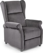 Poltrona reclinabile Agustin 2 in velluto grigio - H107 cm