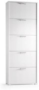 Scarpiera 5 ante a ribalta singola prof L 67 x H 184 x P 18 cm 15 paia, bianco